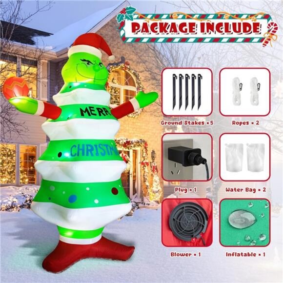 8FT Christmas Inflatable with LED Lights, Funny Christmas Outdoor Decorations - Picture 3 of 8